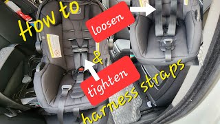 How to loosen and tighten the seat belt harnessEvenflo Safemax [upl. by Mikeb]