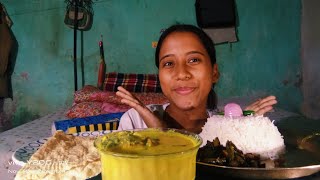 Fish Basmari RicepoppadomCabbage potato green onion Fry Eating Challenge 🤤🍤 fish yummy rice [upl. by Ynaffet59]