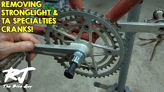 How To Remove Vintage Stronglight amp TA Specialties Cranksets amp Crank Puller Tools [upl. by Anastasio885]