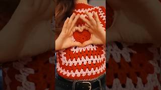 2 big heart grannys  one vest ❤️🩷crochet grannysquare handmade vest crocheting heart 🧶 [upl. by Karame]