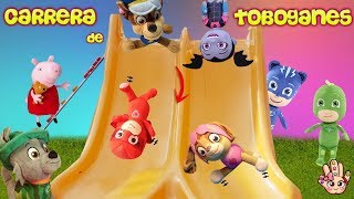 ¡CARRERA DE TOBOGANES Paw Patrol  Peppa Pig Pj Masks  Vampirina [upl. by Enineg942]