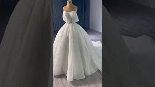 Luxury  Gorgeous White Handmade Beading Pearl Sequins Ball Gown Wedding Dresses [upl. by Aihseken]