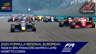 2024 Formula Regional European  Race in SpaFrancorchamps 4 laps  NEW SKINPACK Assetto Corsa [upl. by Seigel569]