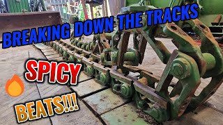 Removing Grouser Pads from the Rails BREAKING DOWN THE TRACKS 430 420 40 John Deere crawler [upl. by Poland]