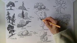 Easy TREES for beginners drawing in Landscape [upl. by Hurwitz]