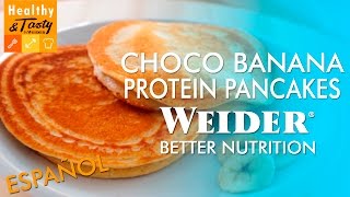 Choco banana protein pancakes español  HealthyampTasty by Weider [upl. by Niatsirhc]