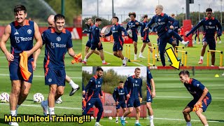 UGARTE DEBUT see Ugarte training Bruno Zirkzee Maguire De ligt at Man United training today [upl. by Nylleoj332]