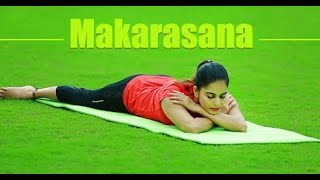 Yoga For beginners Makarasana by Yogarogyam English [upl. by Carilla416]