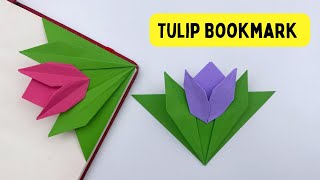 DIY Paper Tulip FLOWER Bookmark  Origami Bookmark  Paper Craft  Paper Flower  Tulip Bookmark [upl. by Audry]