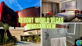 Resort World Hilton Conrad  Room Tour and Review  Las Vegas [upl. by Jessen652]