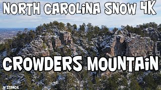 North Carolina Snow 4K Crowders Mountain DJI Mavic Air 2 Drone Footage 30 minutes from Charlotte [upl. by Eelydnarb94]