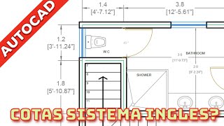 Cotas en AutoCad  Acotar en AutoCAD en sistema americano PIES PULGADAS [upl. by Stutsman]