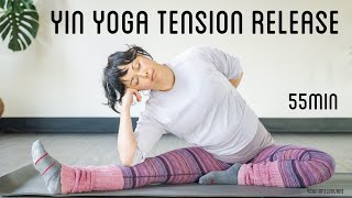 No Props Yin Yoga for tension release  55min practice  whole body [upl. by Ethelda]