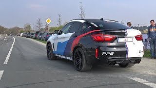 BMW X6M w LOUD Akrapovic Exhaust Pops and Bangs [upl. by Ahseiyt]