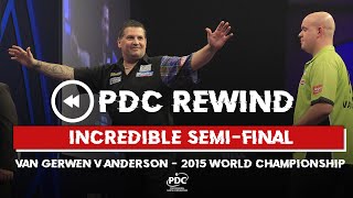 BRILLIANT SEMIFINAL Anderson v Van Gerwen  2015 World Championship Semi Final [upl. by Janith]