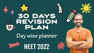 30 days Revision Plan  Day wise time table  NEET 2022 [upl. by Enyaj463]