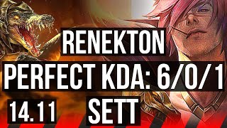 RENEKTON vs SETT TOP  601 Dominating  EUW Master  1411 [upl. by Elleoj363]