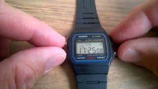 Casio F 91W Watch  Hidden Features From This Retro 90s Watch [upl. by Broddie]