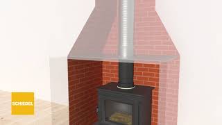 Fitting a stove and relining a chimney flue using steel flexible liner [upl. by Ynaitirb220]