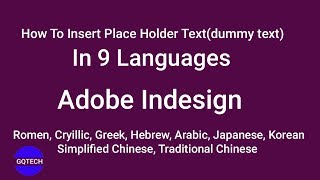 dummy text indesign  Adobe Indesign  in 9 lanuages [upl. by Ydnec]