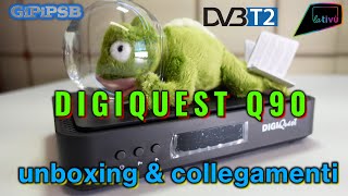 DigiQuest Q90 Decoder combinato TvSat  DVBT2  unboxing amp collegamenti alla TV [upl. by Wallas251]