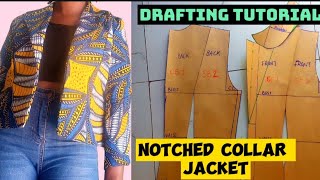 HOW TO DRAFT a BLAZER JACKET with notched collar Edited edition [upl. by Esinet]