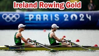 Ireland Rowing Gold at Paris  Fintan McCarthy and Paul ODonovan Wins in the mens double sculls [upl. by Kcirdle]