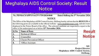 Meghalaya AIDS Control Society MACS Result Notice [upl. by Emil225]