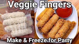 Make Party Snacks in 2 Mins  Veg Fingers Recipe  KFC Cafe Style Veg Strips  Homemade Frozen Snack [upl. by Salchunas]