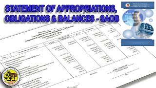 STATEMENT OF APPROPRIATIONS OBLIGATIONS AND BALANCES SAOB  BARANGAY ACCOUNTING [upl. by Pinkham]