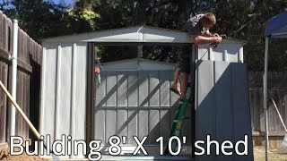 Arrow Newport 10 ft x 8 ft Galvanized Metal Storage Shed with Sliding Lockable Doors Installation [upl. by Niltag711]