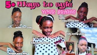 HOW TO STYLE YOUR BRAIDS 5 ways [upl. by Mauro283]