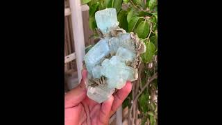 Sky Blue Aquamarine Cluster with Muscovite Mica [upl. by Noy]