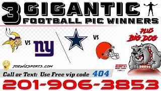 Free Football Winners Minn at NYG and Dallas at Clev visit httpswwwjoewizsportscom [upl. by Leber95]