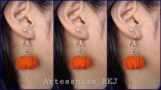 Hoy te enseño a hacer estos hermosos aretes de calabacitas  Pumpkin Earrings Tutorial [upl. by Bartram779]