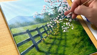 Easy Way to Paint a Spring Scene  Acrylic Painting for Beginners [upl. by Longwood650]