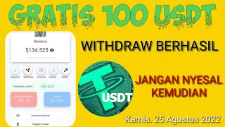 Gratis 100 usdt setara rp1495000 Berhasil melakukan penarikan cloud mining usdt terbaru 2022 [upl. by Neltiak]