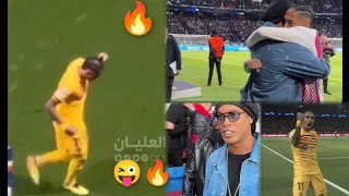 Wow Raphinha dance in front of Ronaldinho in crazy celebration as Barcelona vs PSG [upl. by Sarazen]