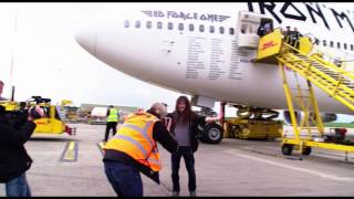 Iron Maiden arrive at Download 2016 in Ed Force One [upl. by Eiramllij]