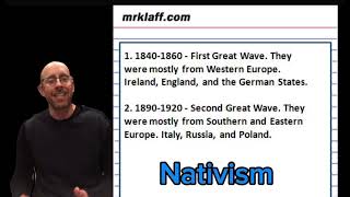 Immigration History Lesson  mrklaffcom [upl. by Osborne]