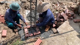 Professional Workers Skills to Build Reinforced Brick Pillars Quickly and Solidly [upl. by Angi130]