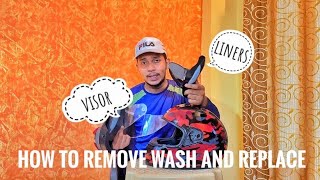 HOW TO REMOVE WASH AND REPLACE HELMET VISOR AND LINERS  Royal Enfield Helmet [upl. by Ebaj]