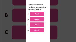 Spring Boot Quiz 1  What is minimum version of java required to use springboot 3 springbootquiz [upl. by Vaish]