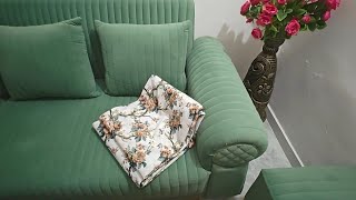 DIY sofa makeover Beautiful floral cushion covers for sofa  how to make simple Cushion cover [upl. by Randell]