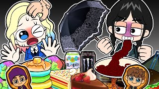 Convenience Store RAINBOW vs BLACK Food  Wednesday Addams VS Anid MUKBANG  Wednesday Animation [upl. by Tiphanie]