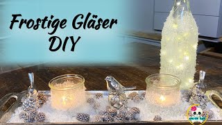 DIY  Gefrostete Windlichter amp Flasche  Winterdeko selber basteln  Silvester Deko [upl. by Dnivra]