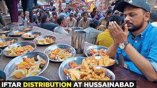 Iftari at Hussainabad Food Street  100 Iftar Box Distribution  Ramzan in Karachi Pakistan [upl. by Nwadal655]