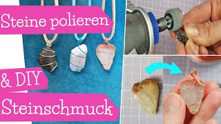 Steine polieren  Stein Anhänger für Kette  DIY Steinschmuck  Wire wrapping Tutorial  mommymade [upl. by Burgener812]