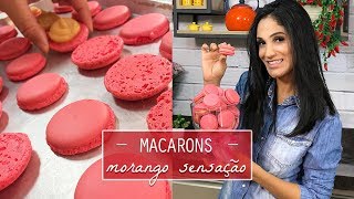 MACARONS MORANGO SENSAÇÃO  RECEITA FÁCIL [upl. by Eimmit706]