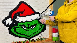 ASMR Rug Tufting  Grinch Christmas Rug Start To Finish [upl. by Gnet]